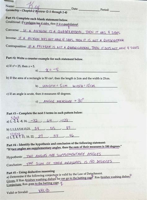 geometry conditional statements worksheet with answers